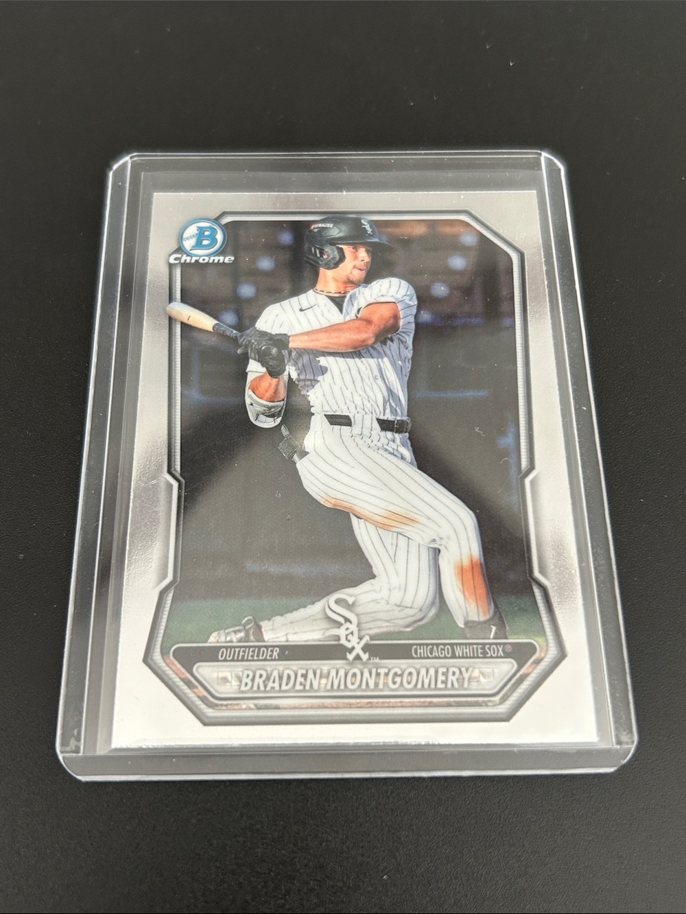 Topps Chrome Braden Montgomery White Pinstripe Baseball Card